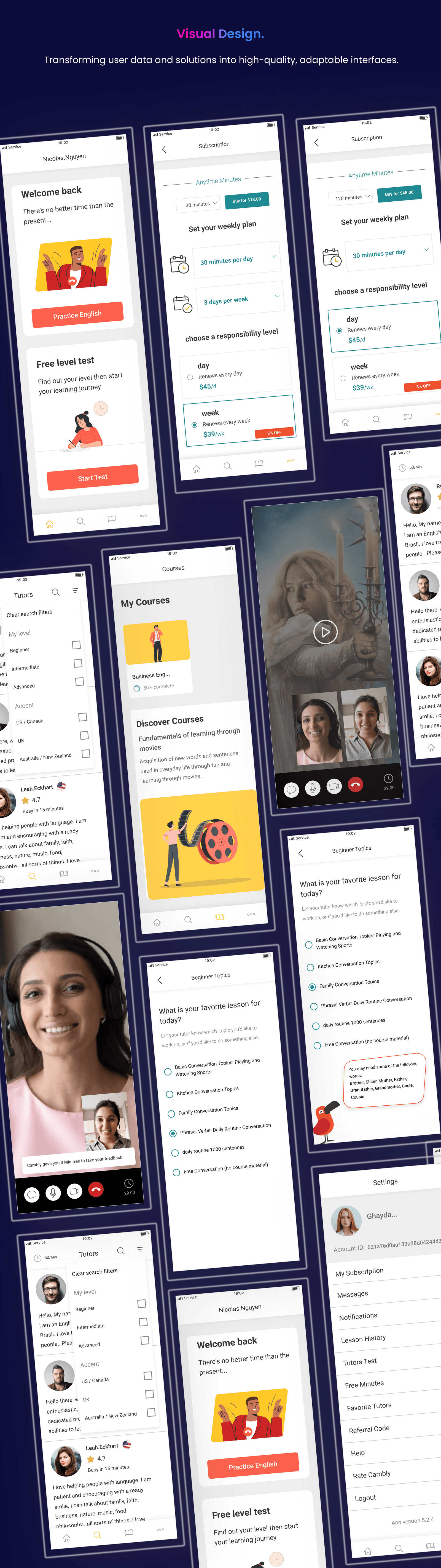 Visual Design - Cambly App
